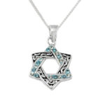 Kayla Crystal Star of David Necklace Engraved -0