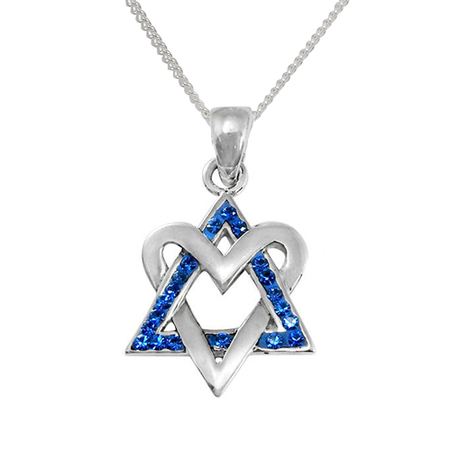 Maya Star of David Crystal Heart Necklace -0