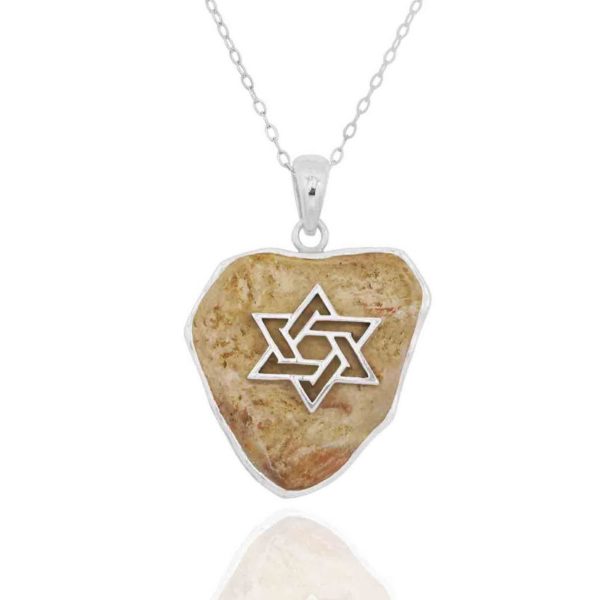 Jerusalem Stone Silver Interlocking Star Necklace-0