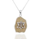 Jerusalem Stone Silver Star and Menorah Necklace-0
