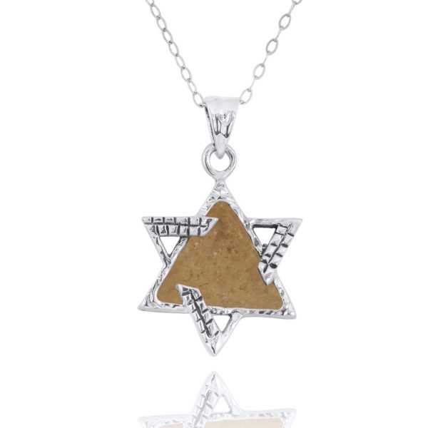 Jerusalem Stone Silver Star of David Necklace-0