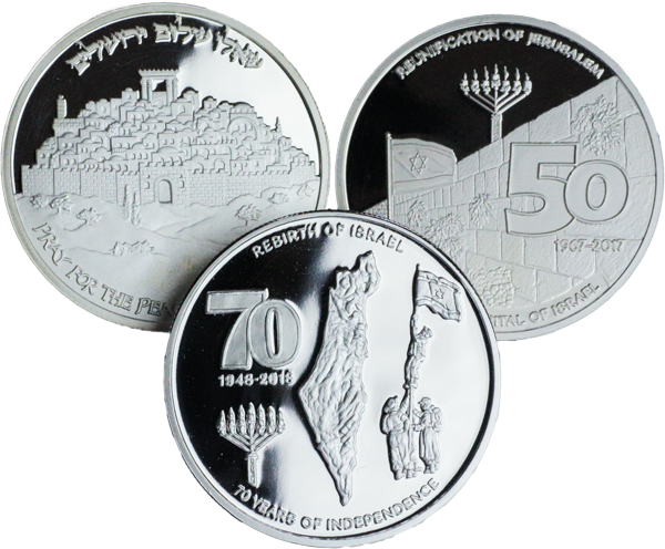 'Milestones of Israel' 3-Coin Set - 1 oz Silver-0