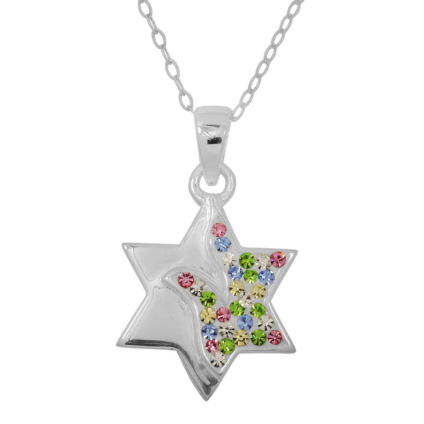 Moriah Star of David Peace Crystal Necklace -0
