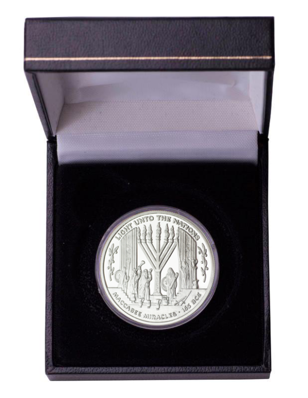 Maccabee Miracle Coin - 1 oz Silver with Stone Stand -2813