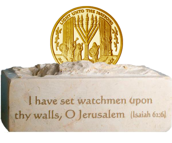 Maccabee Miracle Coin - 24kt Gold with Stone Stand -2838