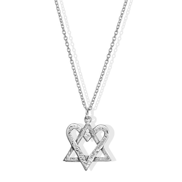 Silver Heart-Star Fusion Necklace made from Rockets and Iron Dome - Image 2