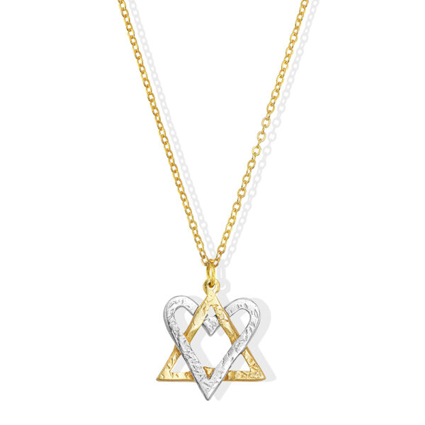 Golden Heart-Star Fusion Necklace made from Rockets and Iron Dome - Image 3