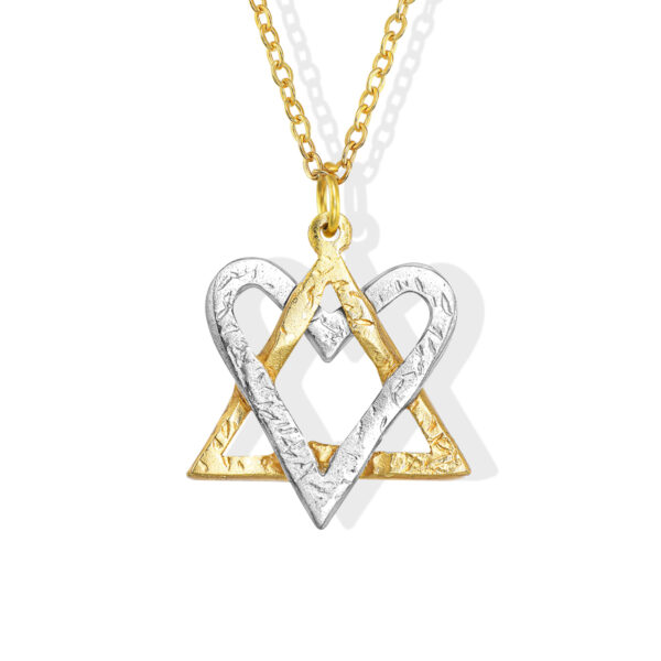 Golden Heart-Star Fusion Necklace made from Rockets and Iron Dome